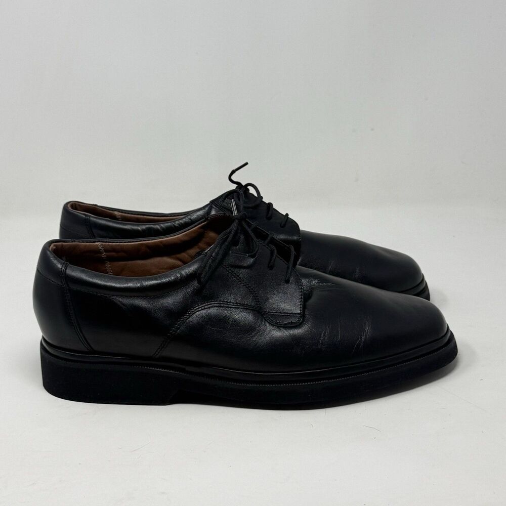 Hitchcock Plain Toe Derby Dress Shoes Mens 11 6E Wide Black Leather Lace Up